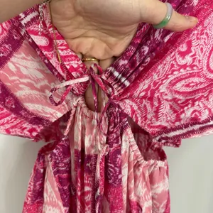 Zara Patchwork Paisley Cotton Maxi Dress Cutout Side M Pink NWT Blogger Favorite thumbnail 7