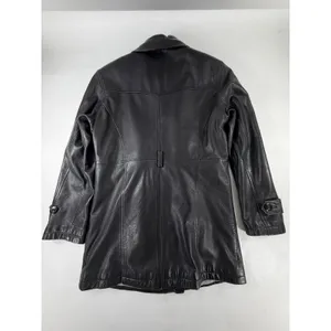 Pelle Studio Wilsons Leather Black Double Breasted Pea Coat Thinsulate Small thumbnail 6