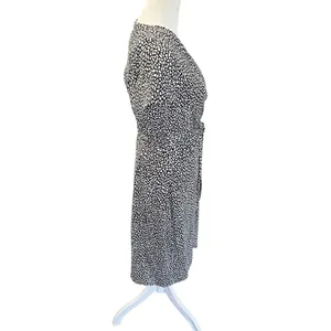 DVF Julian Two Wrap Dress Black White Cotton Silk Size 4 thumbnail 5