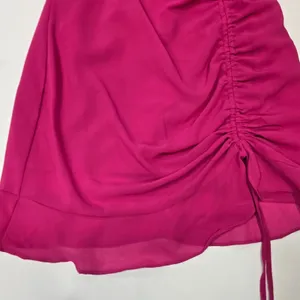 MORE TO COME Mileva Ruched Mini Dress in Fuchsia thumbnail 4