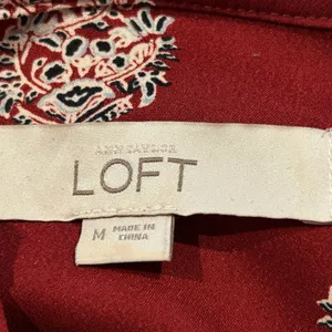 LOFT Burgundy and White Floral Women’s Dress Sz M thumbnail 3