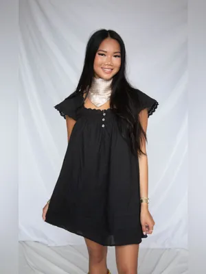 NWT Worth Collective size Large L Binx Mini Dress Cotton Black Needii Eyelet thumbnail 2