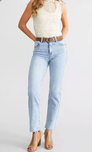 Buckle hidden straight leg jeans thumbnail 2