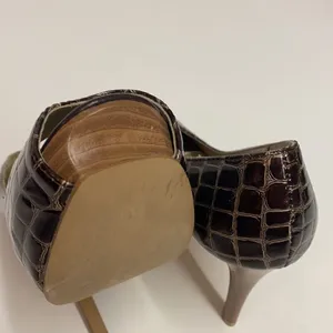 Qupid‎ | Crocodiles Embossed Open Toe Heels Size 8 A18 thumbnail 8