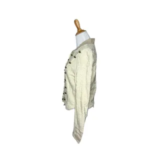 Free People Cream Military Style Lace Knit Sweater Jacket Size Medium Womens thumbnail 4