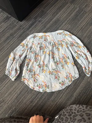 Maeve Anthropologie Boswell Floral Blouse Size 2 Blue Balloon Sleeve Boho thumbnail 4