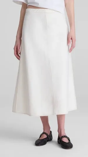 Madewell Airy Denim Slip Midi Skirt color rigid canvas Size 28 NWT thumbnail 1