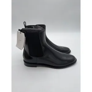 Mango Elegant Black Polished Bovine Leather Everyday Ankle Chelsea Boots 8.5 thumbnail 3
