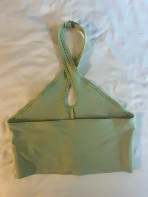 Aritzia Sunday Best Green Twist Halterneck Crop Top thumbnail 3