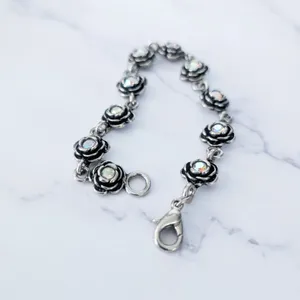 Vintage Premier Designs Clasp Bracelet Flowers with Iridescent Gems thumbnail 7