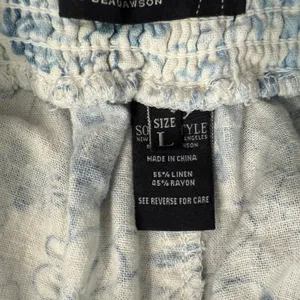 Beau Dawson Blue White Floral Linen Blend Wide Leg Tie Front Pants size L 10 12 thumbnail 4