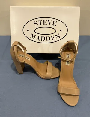 Steve Madden Blush Leather Block Heel Ankle Strap Sandals Women's Size 8 thumbnail 1