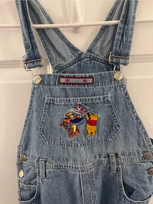 Disney Vintage Winnie the Pooh Light Wash Denim Overalls w/ Embroidered Patch - Size 14 thumbnail 3
