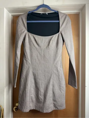 Zara Women’s Plaid Tailored Academia Long Sleeve Mini Dress. Size: Medium thumbnail 2
