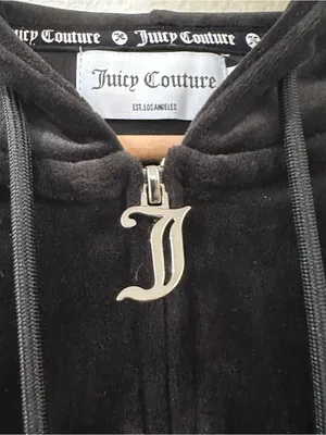 Juicy Couture Women's OG Big Bling Velour Hoodie‎ Black Size XS thumbnail 8