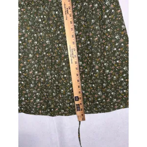 Gap cottagecore‎ Olive Green Ditsy Floral Button Front Long Sleeve Mini Dress thumbnail 9