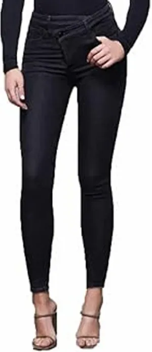 Good American Good Waist Skinny Jeans Crossover Pocket Denim Stretch Black 14/32 thumbnail 1