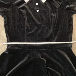 Hot Topic Black & White Collar Velvet Dress Wednesday Addams Goth Small thumbnail 5