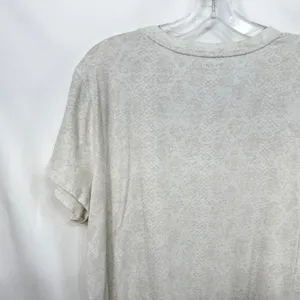 Athleta XL Top Short Sleeve Cotton Snakeskin White Cream Boxy Layering Base 593 thumbnail 7