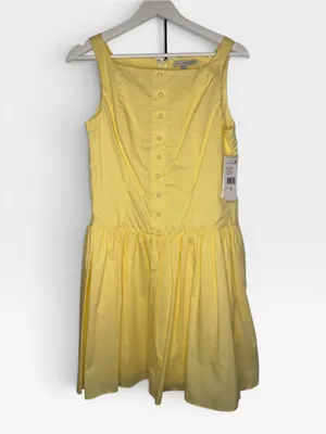 NWT Julia Jordan Drop Waist 100% Cotton Poplin Yellow Mini Dress US 4 thumbnail 6