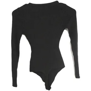 Womens Abercrombie & Fitch Black Ribbed Knit V-Neck Long Sleeve Bodysuit Size XS thumbnail 2