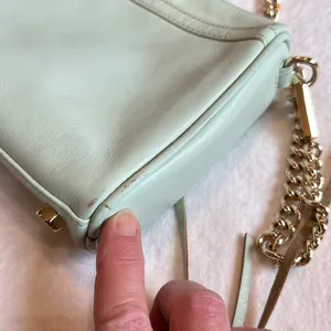 Rebecca MINKOFF Sherbet Green Leather Crossbody Purse Handbag with gold chain thumbnail 6