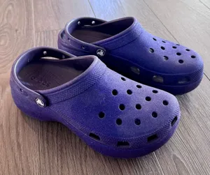 Crocs Classic Platform Clogs Sandals Purple Glitter Women Sz 10 thumbnail 1