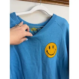 Aviator Nation ocean blue sweatshirt yellow smiley face graphic women's xxl thumbnail 2