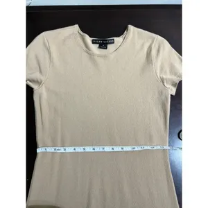 Ralph Lauren Cashmere Blend Short Sleeve Knit Sweater Dress Camel Tan M thumbnail 7