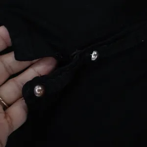 Womens Black V-Neck Button Front Cardigan 3/4 Sleeve Silver Dome Buttons thumbnail 3