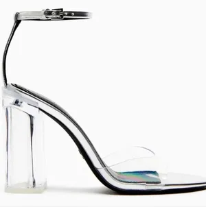 ✨ Zara Metallic Silver Clear Block Heels - Size 37 ✨ thumbnail 6