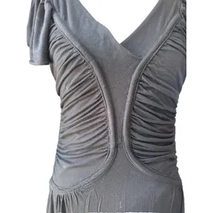 Zara Black Draped Mini Dress Size M Flutter Sleeve Ruched V-Neck Cocktail Party thumbnail 6