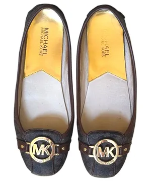 Michael Kors Fulton Moccasin Ballet Flats Brown Logo Monogram Women‎ 8M thumbnail 1