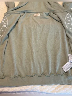 Y2K Hollister Zip Up Hoodie Sweatshirt Size Small Olive Sage Green Soft Comfy thumbnail 8