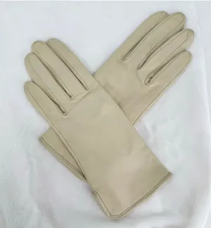 Vintage Beige Leather Gloves Preston & York Butter Soft Silk Lined Sz 6.5/Small thumbnail 1