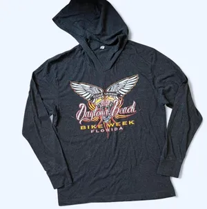 Daytona Beach Bike Week Florida graphic hoodie long sleeve tee Size Medium thumbnail 1