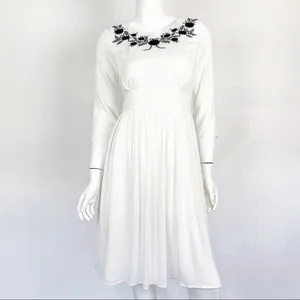 Mod Ref Midi‎ Dress Small White Embroidered Boho Resort Beach Bridal Casual thumbnail 4
