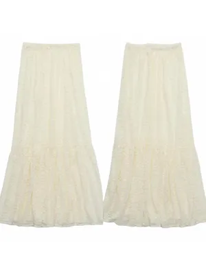 AE Aerie Tiered Lace Maxi Skirt American Eagle True NWT Soft Muslin Medium thumbnail 4