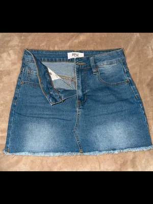 Women's Blue Denim Mini Skirt with Frayed Hem thumbnail 3