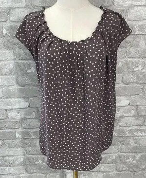 LC Lauren Conrad Gray Puff Sleeve Blouse with Ruffled Cap Sleeves thumbnail 1