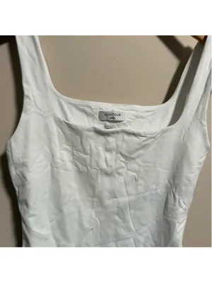 Aritzia Babaton Contour Square Neck Tank Bodysuit White- Size Large thumbnail 2