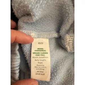 Aerie Blue Cropped Hoodie XS Soft Fleece Pullover Sweatshirt thumbnail 5