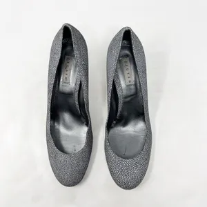 [Jigsaw] London Gray Spotted Print Round Toe Cone Shaped Heels Size 40 US 10 thumbnail 4