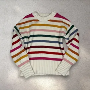 GAP Rainbow Knit Crewneck Sweater Women's L Multi Relaxed Cozy Grannycore Autumn thumbnail 1