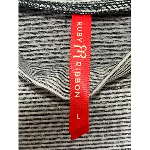 Ruby Ribbon L Gray Mock Neck Sleeveless Tunic Top Striped Stretch Minimalist thumbnail 5