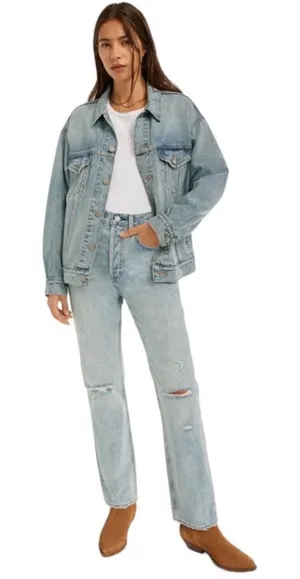 Aritzia Denim Forum The Joni High‎ Rise Loose Distressed Slouchy Size 29 x 29 thumbnail 1