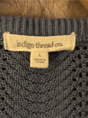 Indigo Textured Sleeveless Pullover Knit Tank Top Women’s Slate Blue Size L thumbnail 5