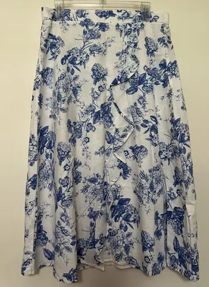 Land ’n Sea Blue Floral Ruffle Skirt, Size M – Feminine‎ and Flowing thumbnail 1
