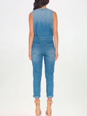 Current Elliott Jumpsuit Size XS Blue Chambray Denim Flight Suit Barn Ranch Wear thumbnail 2