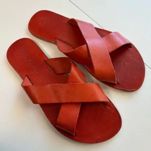 Matisse Topa Sandals Womens 8M Orange Leather Crisscross Slide Made in Brazil thumbnail 3